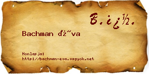 Bachman Éva névjegykártya